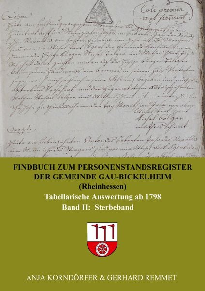 Produktbild: Findbuch zum Personenstandsregister der Gemeinde Gau-Bickelheim/Rheinhessen