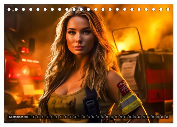 Produktbild: Sexy Feuerwehrfrauen: Hitzige Heldinnen zwischen Lippenstift und L&ouml;scheinsatz (Tischkalender 2027 DIN A5 quer), CALVENDO Monatskalender