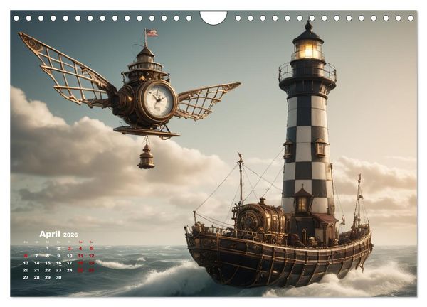 Produktbild: Steampunk - Die Welt der Leuchtt&uuml;rme (Wandkalender 2026 DIN A4 quer), CALVENDO Monatskalender