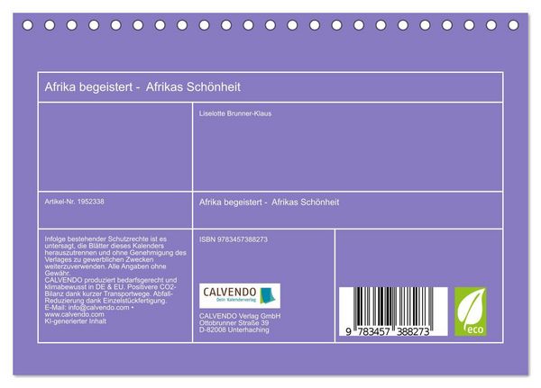 Produktbild: Afrika begeistert - Afrikas Sch&ouml;nheit (Tischkalender 2026 DIN A5 quer), CALVENDO Monatskalender