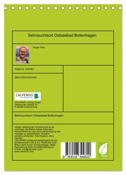 Produktbild: Sehnsuchtsort Ostseebad Boltenhagen (Tischkalender 2026 DIN A5 hoch), CALVENDO Monatskalender