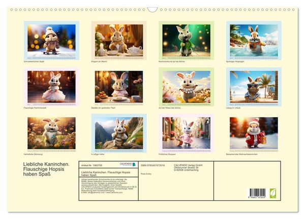 Produktbild: Liebliche Kaninchen. Flauschige Hopsis haben Spa&szlig; (Wandkalender 2026 DIN A2 quer), CALVENDO Monatskalender