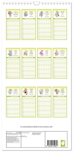 Produktbild: Familienplaner 2027 - 12 unterhaltsame Zitate f&uuml;r ein sch&ouml;nes Jahr mit 5 Spalten (Wandkalender, 21 x 45 cm) CALVENDO