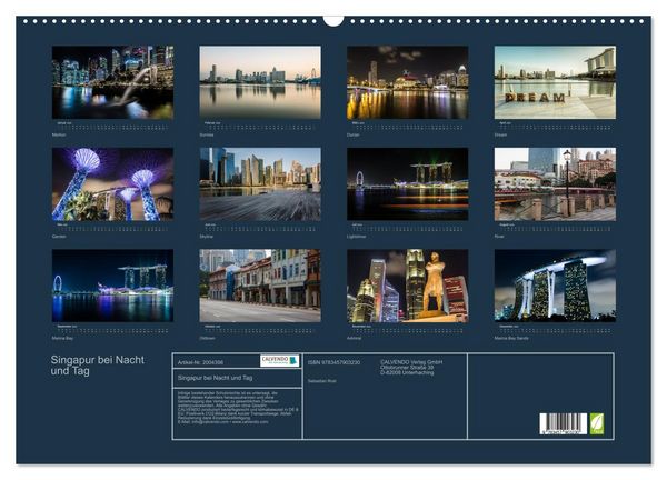 Produktbild: Singapur bei Nacht und Tag (Wandkalender 2026 DIN A2 quer), CALVENDO Monatskalender