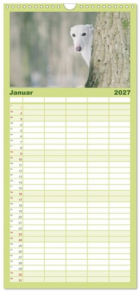 Produktbild: Familienplaner 2027 - Der Windhundekalender mit 5 Spalten (Wandkalender, 21 x 45 cm) CALVENDO