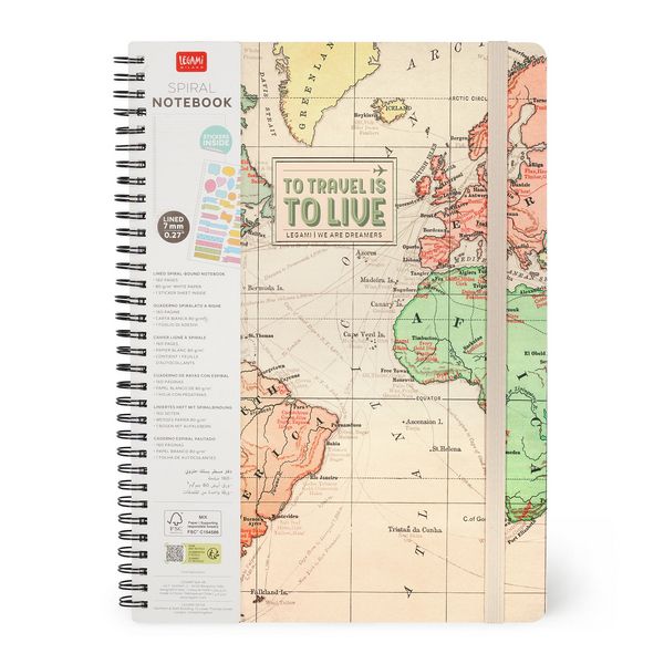 Produktbild: Legami Notizbuch liniert mit Spiralbindung - Maxi - Travel