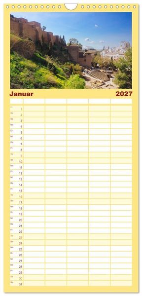 Produktbild: Familienplaner 2027 - Malaga Highlights der Stadt an der Costa del Sol mit 5 Spalten (Wandkalender, 21 x 45 cm) CALVENDO