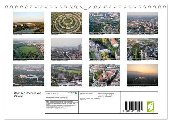 Produktbild: &Uuml;ber den D&auml;chern von Leipzig (Wandkalender 2026 DIN A4 quer), CALVENDO Monatskalender