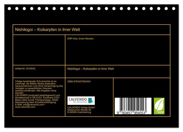 Produktbild: Nishikigoi &ndash; Koikarpfen in ihrer Welt (Tischkalender 2026 DIN A5 quer), CALVENDO Monatskalender
