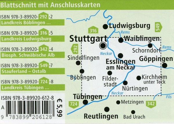 Produktbild: Publicpress Rad- und Wanderkarte Stuttgart, Fildergebiet, Rems- und Filstal 1:50.000