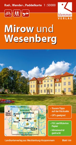 Produktbild: Rad-, Wander- und Paddelkarte Mirow und Wesenberg