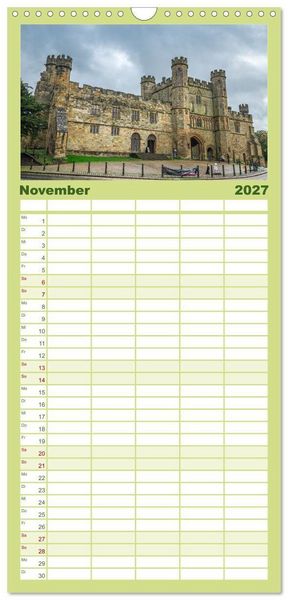 Produktbild: Familienplaner 2027 - Burgen und Schl&ouml;sser in England mit 5 Spalten (Wandkalender, 21 x 45 cm) CALVENDO