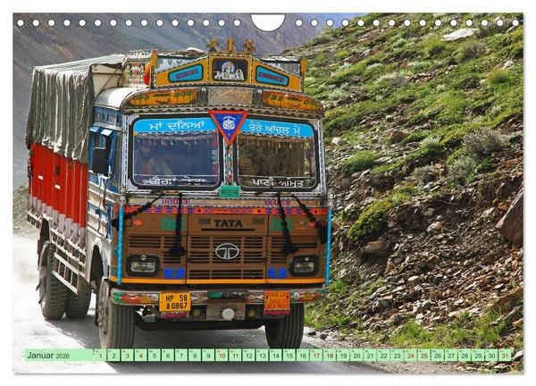 Produktbild: Indien Farbenfrohe LKW (Wandkalender 2026 DIN A4 quer), CALVENDO Monatskalender