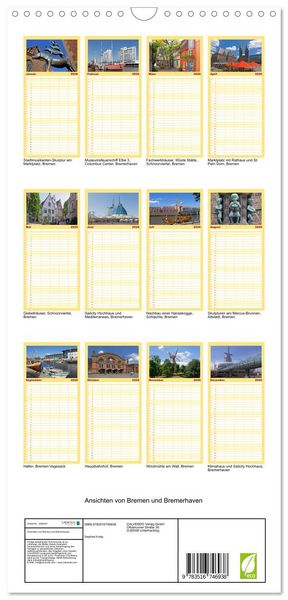 Produktbild: Familienplaner 2026 - Ansichten von Bremen und Bremerhaven mit 5 Spalten (Wandkalender, 21 x 45 cm) CALVENDO