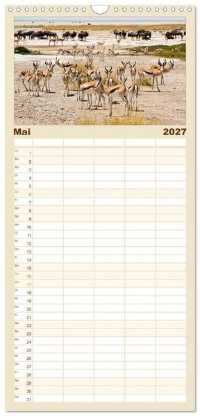 Produktbild: Familienplaner 2027 - Facetten Namibias mit 5 Spalten (Wandkalender, 21 x 45 cm) CALVENDO