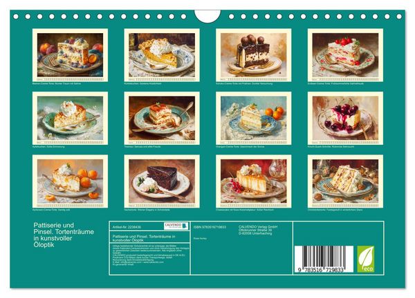 Produktbild: Pattiserie und Pinsel. Tortentr&auml;ume in kunstvoller &Ouml;loptik (Wandkalender 2026 DIN A4 quer), CALVENDO Monatskalender
