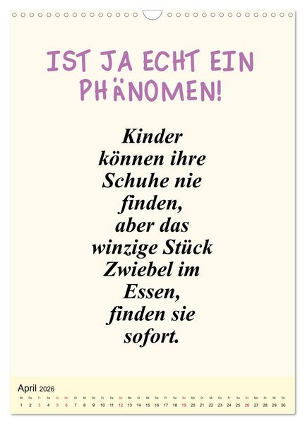 Produktbild: Spr&uuml;che-Kalender. Lustiges f&uuml;r die Familie! (Wandkalender 2026 DIN A3 hoch), CALVENDO Monatskalender