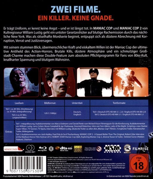Produktbild: Maniac Cop 1 & 2 (uncut) [2 BRs]