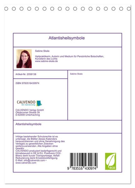 Produktbild: Atlantisheilsymbole (Tischkalender 2026 DIN A5 hoch), CALVENDO Monatskalender