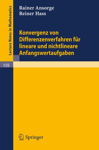 Produktbild: Konvergenz von Differenzenverfahren f&uuml;r lineare und nichtlineare Anfangswertaufgaben