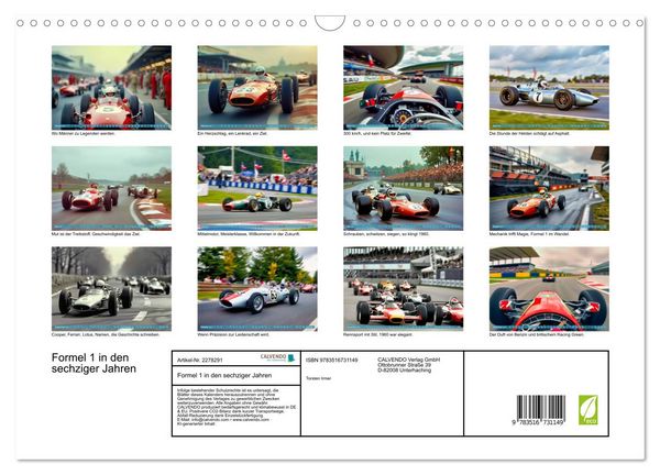 Produktbild: Formel 1 in den sechziger Jahren (Wandkalender 2026 DIN A3 quer), CALVENDO Monatskalender