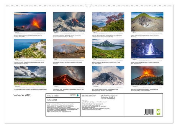 Produktbild: Vulkane 2026 (Wandkalender 2026 DIN A2 quer), CALVENDO Monatskalender