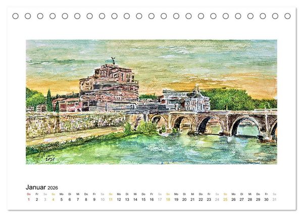 Produktbild: ROM In stillen Aquarellen (Tischkalender 2026 DIN A5 quer), CALVENDO Monatskalender
