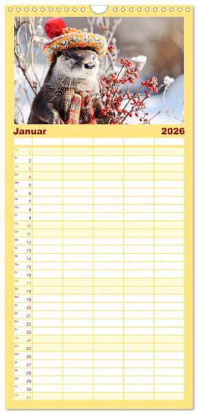 Produktbild: Familienplaner 2026 - Modische Welle im Fischotter-Land. Charme und Stil mit 5 Spalten (Wandkalender, 21 x 45 cm) CALVENDO