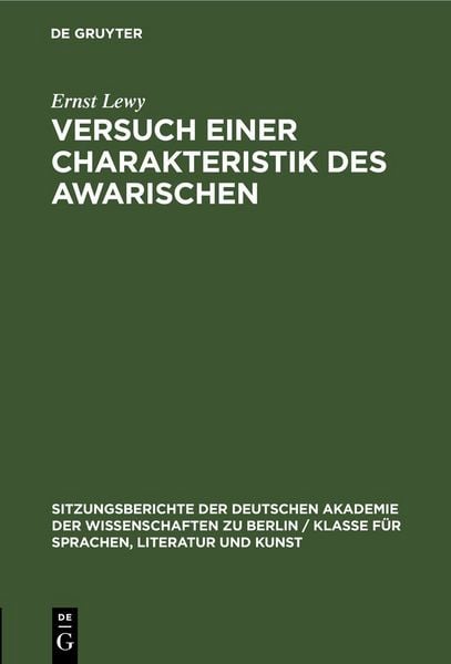 Produktbild: Versuch einer Charakteristik des Awarischen