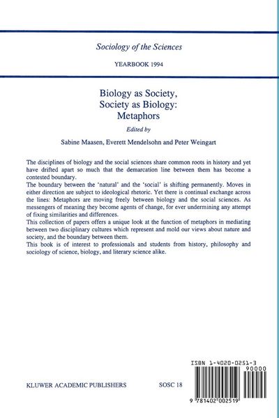 Produktbild: Biology as Society, Society as Biology: Metaphors