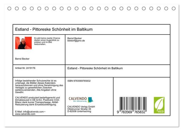 Produktbild: Estland - Pittoreske Sch&ouml;nheit im Baltikum (Tischkalender 2027 DIN A5 quer), CALVENDO Monatskalender