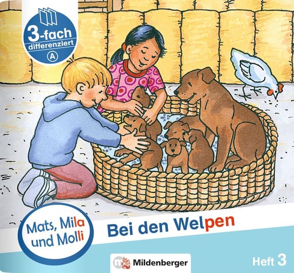 Produktbild: Mats, Mila und Molli &ndash; Heft 3: Bei den Welpen - Schwierigkeitsstufe A