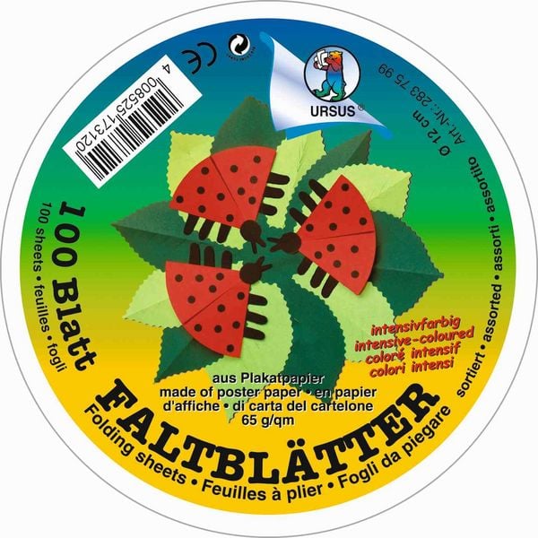Produktbild: URSUS Falten Faltbl&auml;tter intensiv, Plakatkarton, 65 g/m&sup2;, &Oslash; 12 cm, sortiert