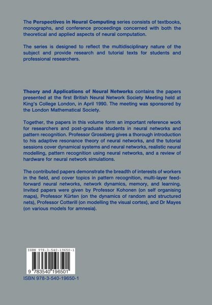 Produktbild: Theory and Applications of Neural Networks