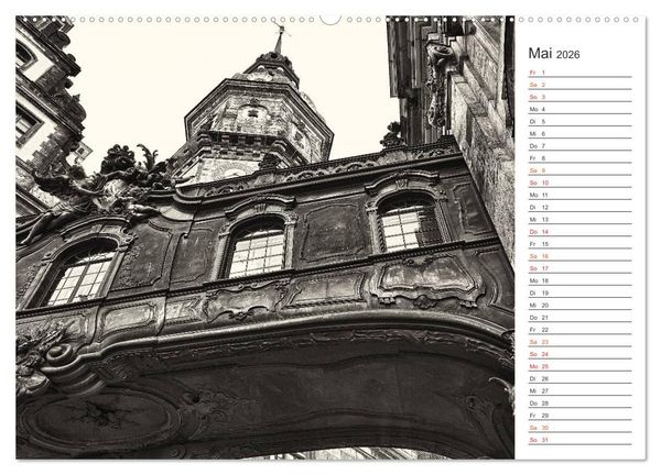 Produktbild: Dresden Schwarz-Wei&szlig; (Wandkalender 2026 DIN A2 quer), CALVENDO Monatskalender