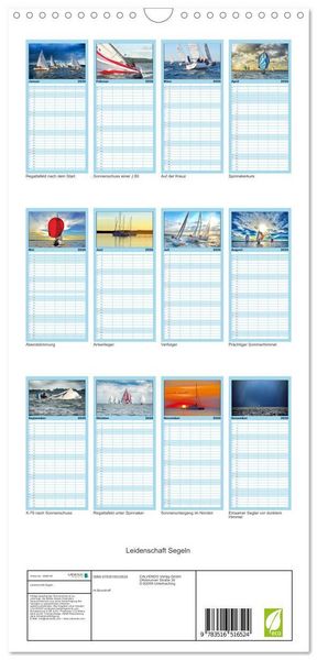 Produktbild: Familienplaner 2026 - Leidenschaft Segeln mit 5 Spalten (Wandkalender, 21 x 45 cm) CALVENDO