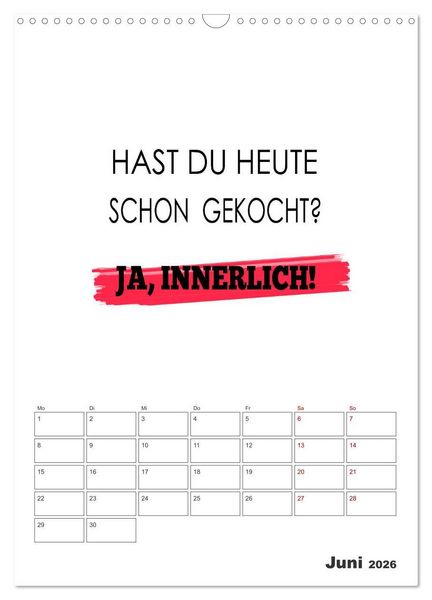 Produktbild: Spr&uuml;che f&uuml;r die K&uuml;che. Mit Jahresplaner (Wandkalender 2026 DIN A3 hoch), CALVENDO Monatskalender