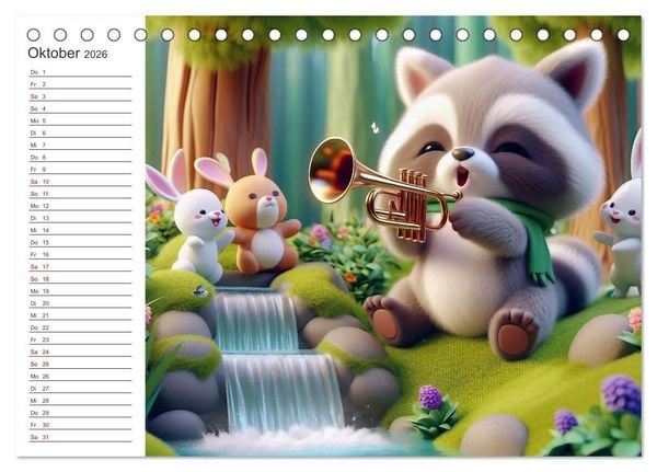 Produktbild: Musikalische Waldtiere (Tischkalender 2026 DIN A5 quer), CALVENDO Monatskalender