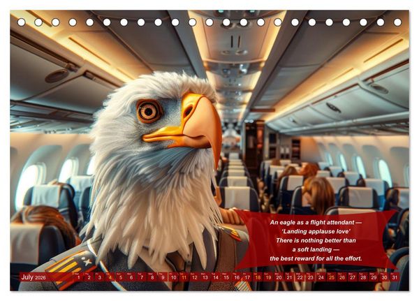 Produktbild: Funny animals as flight attendants (Desk Calendar 2026 DIN A5 landscape), CALVENDO 12 Month DeskCalendar