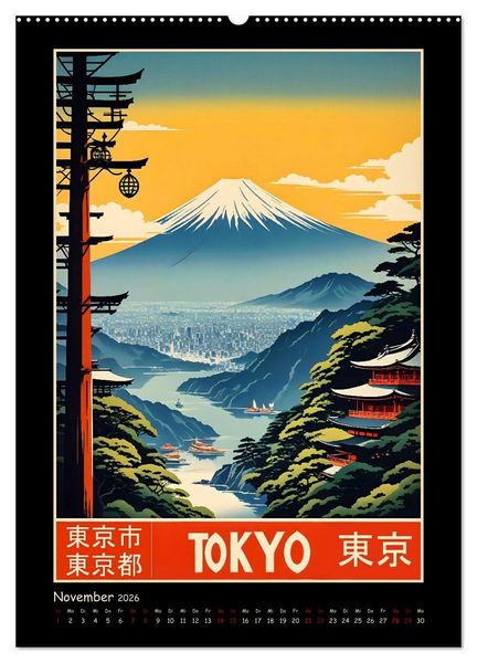 Produktbild: City Travel Poster - nostalgische St&auml;dtereise um die Welt (hochwertiger Premium Wandkalender 2026 DIN A2 hoch), Kunstdruck in Hochglanz