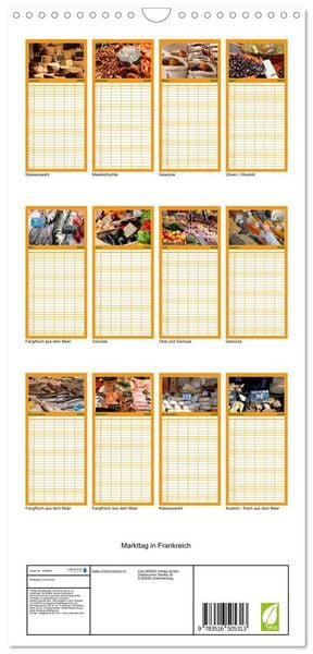 Produktbild: Familienplaner 2026 - Markttag in Frankreich mit 5 Spalten (Wandkalender, 21 x 45 cm) CALVENDO
