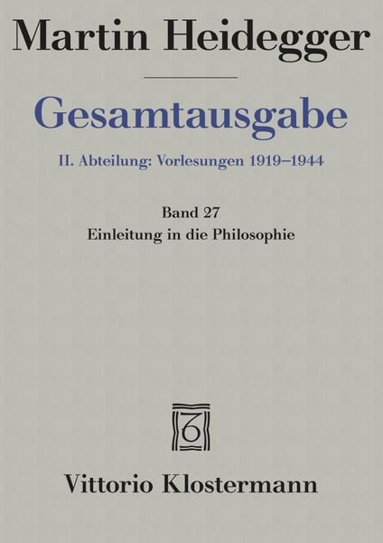 Einleitung in die Philosophie (Wintersemester 1928/29)