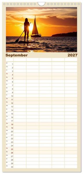 Produktbild: Familienplaner 2027 - Im Fluss der Zeit &ndash; SUP-Momente zum Durchatmen mit 5 Spalten (Wandkalender, 21 x 45 cm) CALVENDO