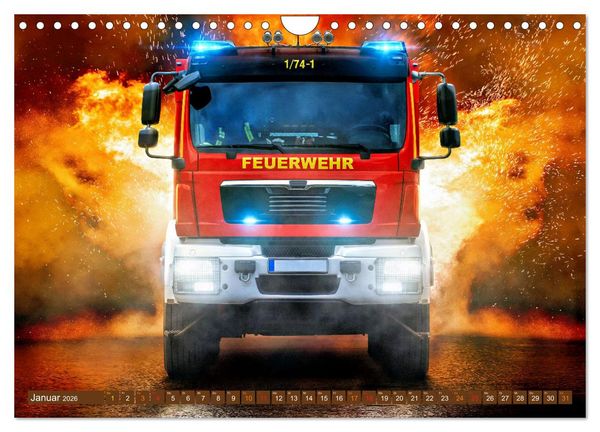 Produktbild: Im Bann der Rettung - Feuerwehr (Wandkalender 2026 DIN A4 quer), CALVENDO Monatskalender