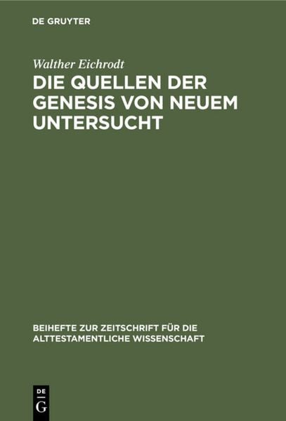 Produktbild: Die Quellen der Genesis von neuem untersucht