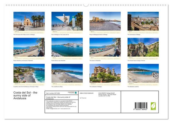 Produktbild: Costa del Sol - the sunny side of Andalusia (High Quality Premium Wall Calendar 2026 DIN A2 landscape),CALVENDO 12 Month Wall Calendar