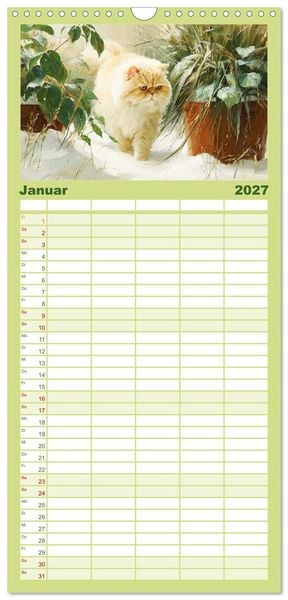 Produktbild: Familienplaner 2027 - Perserkatzen. Flauschige Momente in kunstvoller &Ouml;loptik mit 5 Spalten (Wandkalender, 21 x 45 cm) CALVENDO