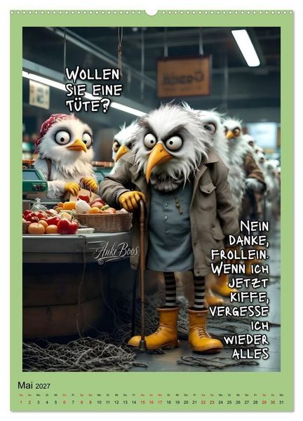 Produktbild: B&ouml;se M&ouml;wen - gestorben wird sp&auml;ter (hochwertiger Premium Wandkalender 2027 DIN A2 hoch), Kunstdruck in Hochglanz