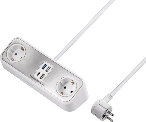 Produktbild: Sygonix SY-4538256 Steckdosenleiste 2fach Wei&szlig; Schutzkontakt 1St.