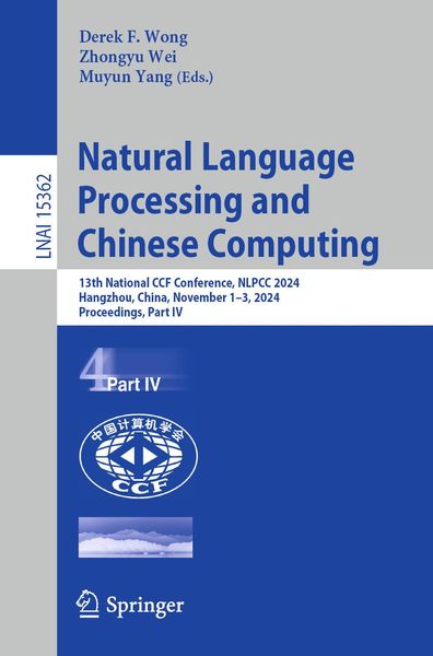 Produktbild: Natural Language Processing and Chinese Computing